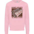 Engines & Beer Cars Hot Rod Mechanic Funny Mens Sweatshirt Jumper Light Pink