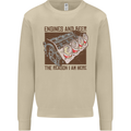 Engines & Beer Cars Hot Rod Mechanic Funny Mens Sweatshirt Jumper Sand