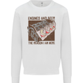 Engines & Beer Cars Hot Rod Mechanic Funny Mens Sweatshirt Jumper White