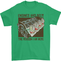 Engines & Beer Cars Hot Rod Mechanic Funny Mens T-Shirt Cotton Gildan Irish Green