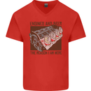 Engines & Beer Cars Hot Rod Mechanic Funny Mens V-Neck Cotton T-Shirt Red
