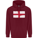 England Flag St Georges Day Rugby Football Childrens Kids Hoodie Maroon