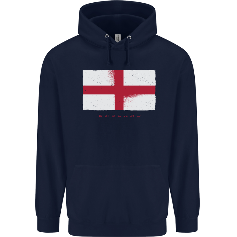 England Flag St Georges Day Rugby Football Childrens Kids Hoodie Navy Blue