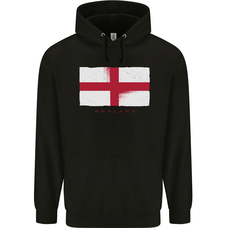 England Flag St Georges Day Rugby Football Mens 80% Cotton Hoodie Black