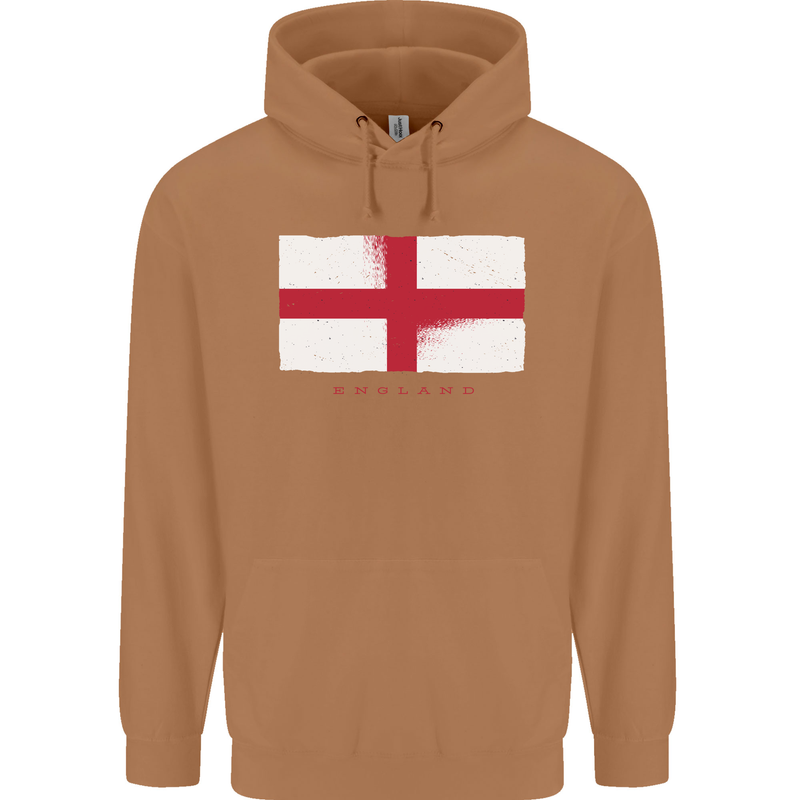 England Flag St Georges Day Rugby Football Mens 80% Cotton Hoodie Caramel Latte