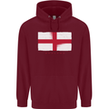 England Flag St Georges Day Rugby Football Mens 80% Cotton Hoodie Maroon