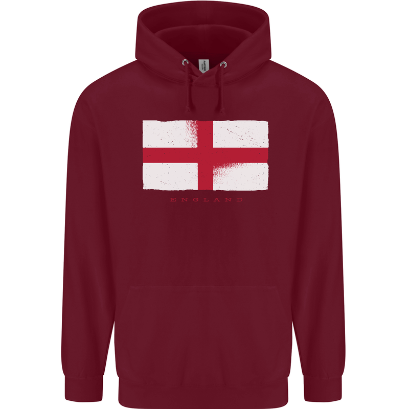 England Flag St Georges Day Rugby Football Mens 80% Cotton Hoodie Maroon