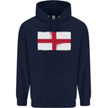 England Flag St Georges Day Rugby Football Mens 80% Cotton Hoodie Navy Blue