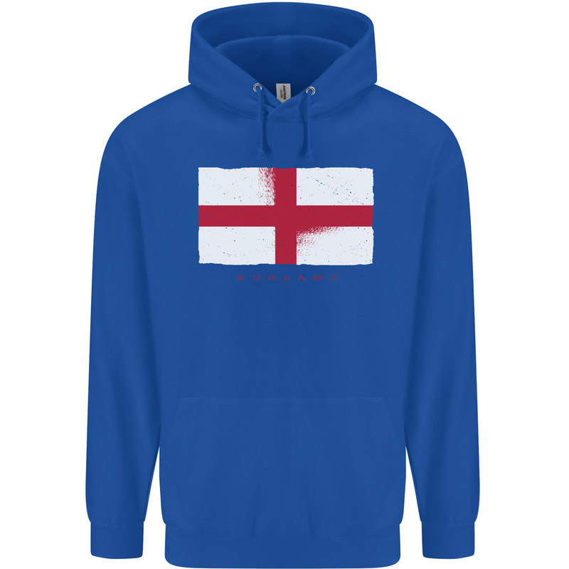 England Flag St Georges Day Rugby Football Mens 80% Cotton Hoodie Royal Blue