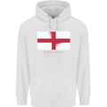 England Flag St Georges Day Rugby Football Mens 80% Cotton Hoodie White