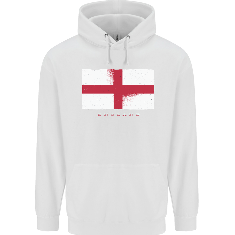 England Flag St Georges Day Rugby Football Mens 80% Cotton Hoodie White