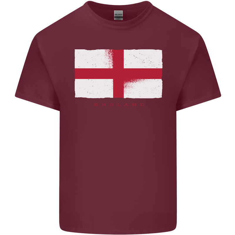 England Flag St Georges Day Rugby Football Mens Cotton T-Shirt Tee Top Maroon