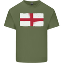 England Flag St Georges Day Rugby Football Mens Cotton T-Shirt Tee Top Military Green