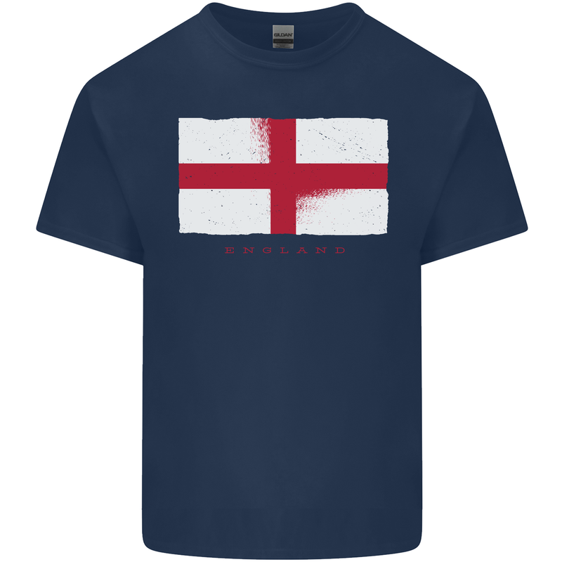 England Flag St Georges Day Rugby Football Mens Cotton T-Shirt Tee Top Navy Blue