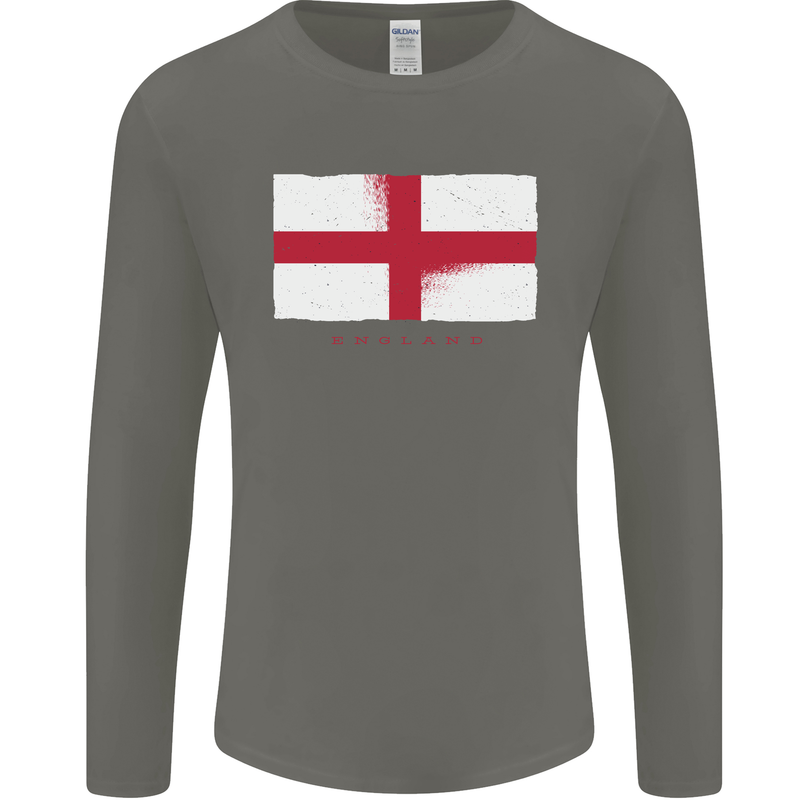 England Flag St Georges Day Rugby Football Mens Long Sleeve T-Shirt Charcoal