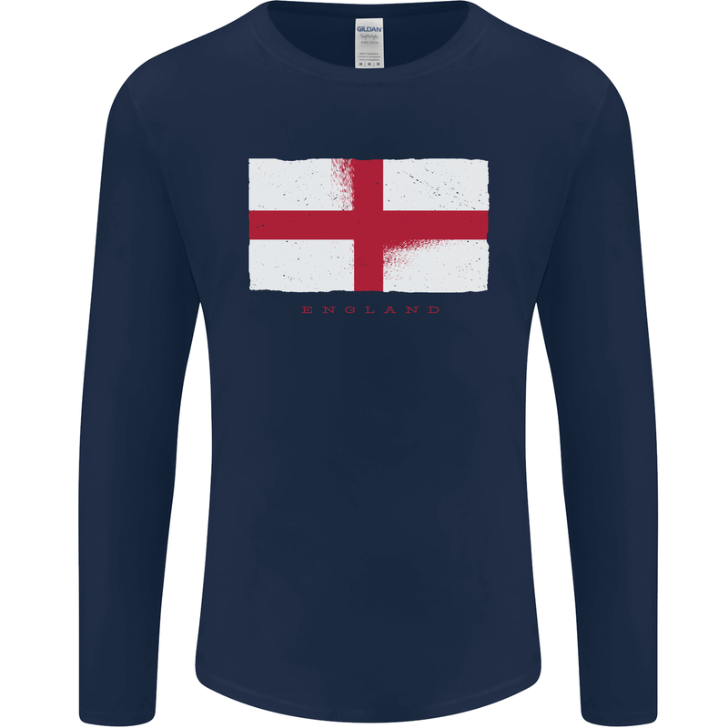 England Flag St Georges Day Rugby Football Mens Long Sleeve T-Shirt Navy Blue