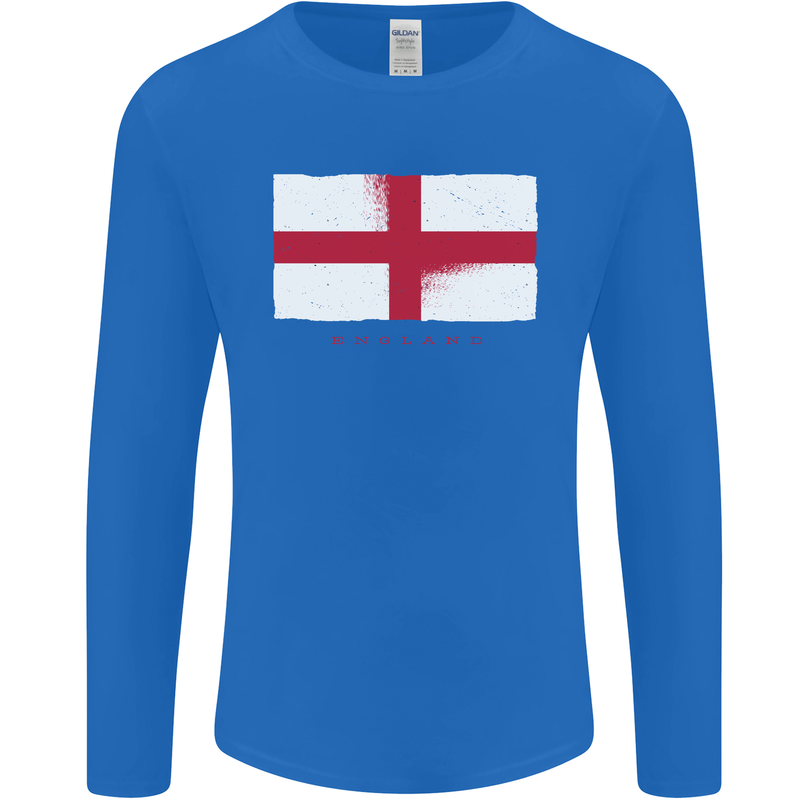 England Flag St Georges Day Rugby Football Mens Long Sleeve T-Shirt Royal Blue