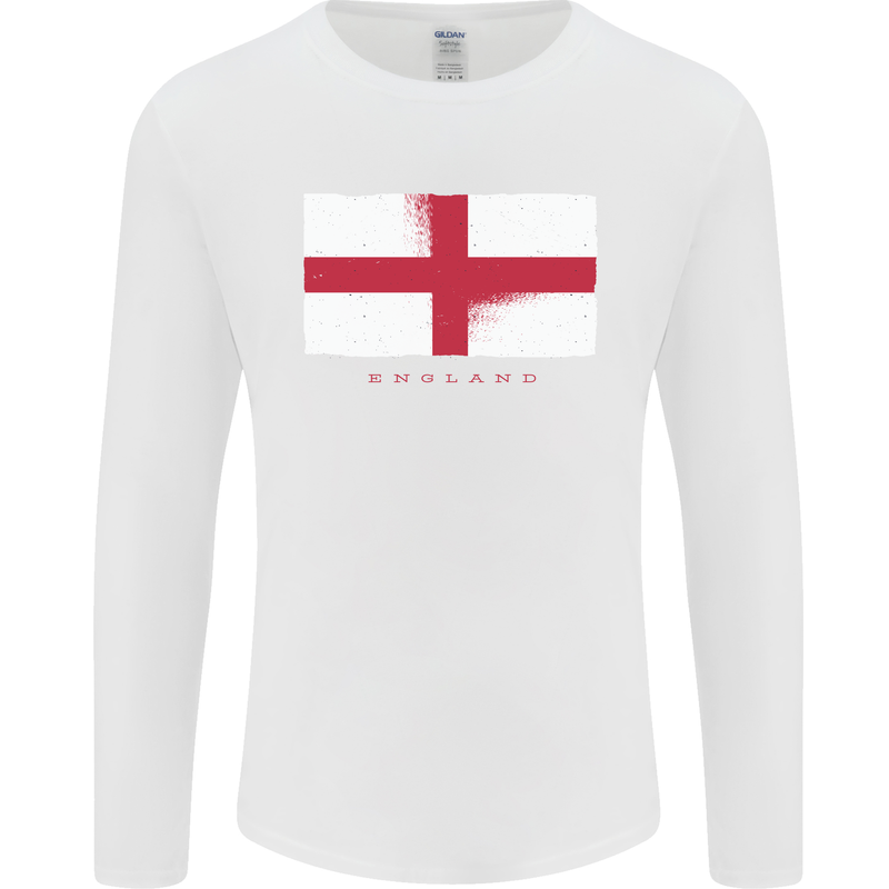 England Flag St Georges Day Rugby Football Mens Long Sleeve T-Shirt White