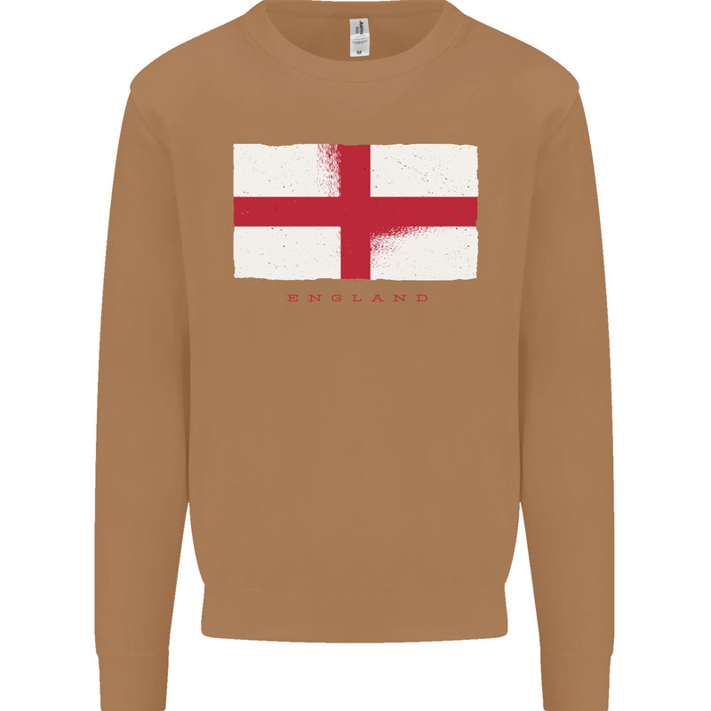 England Flag St Georges Day Rugby Football Mens Sweatshirt Jumper Caramel Latte