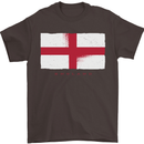 England Flag St Georges Day Rugby Football Mens T-Shirt Cotton Gildan Dark Chocolate