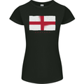 England Flag St Georges Day Rugby Football Womens Petite Cut T-Shirt Black