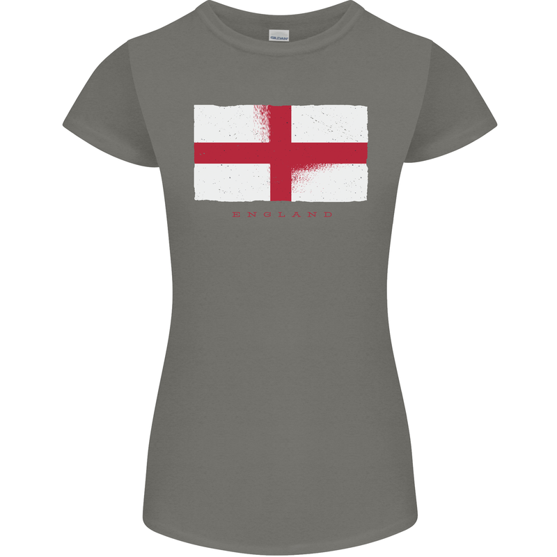 England Flag St Georges Day Rugby Football Womens Petite Cut T-Shirt Charcoal