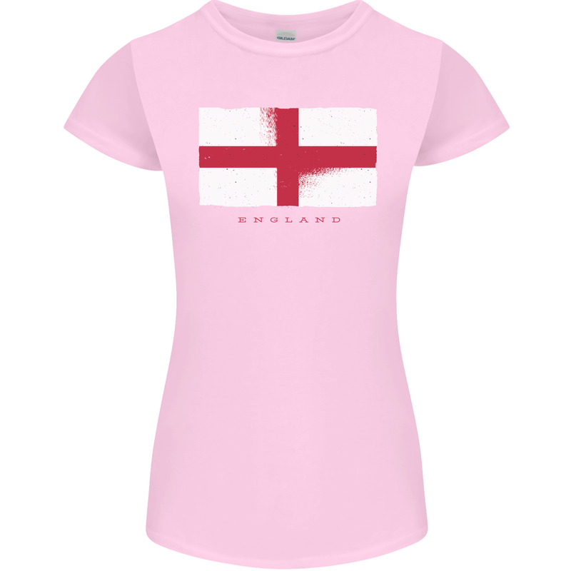 England Flag St Georges Day Rugby Football Womens Petite Cut T-Shirt Light Pink