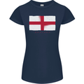 England Flag St Georges Day Rugby Football Womens Petite Cut T-Shirt Navy Blue