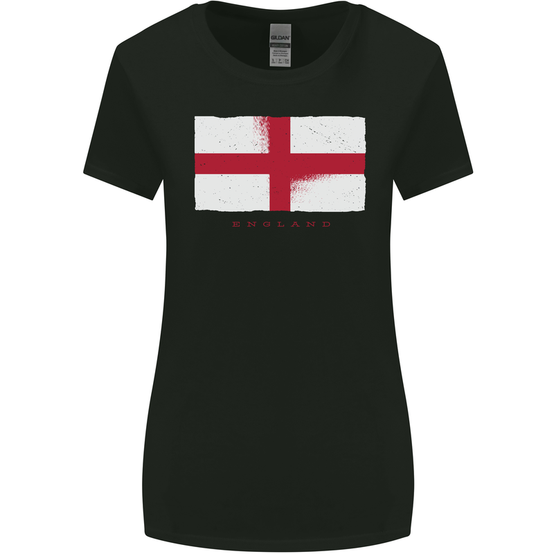 England Flag St Georges Day Rugby Football Womens Wider Cut T-Shirt Black