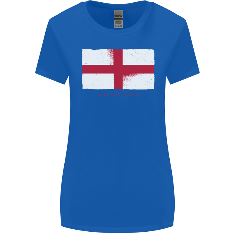 England Flag St Georges Day Rugby Football Womens Wider Cut T-Shirt Royal Blue