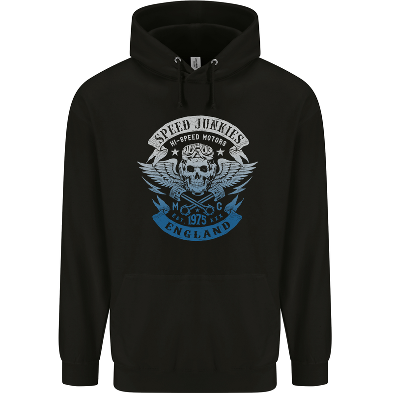 England Speed Junkies Biker Motorcycle Childrens Kids Hoodie Black