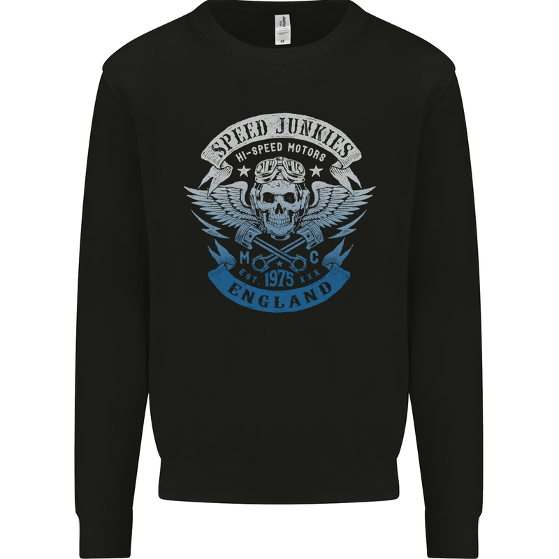 England Speed Junkies Biker Motorcycle Kids Sweatshirt Jumper Black