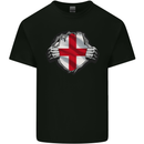 England St Georges Day Flag Gym Ripped Torn Kids T-Shirt Childrens Black