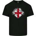 England St Georges Day Flag Gym Ripped Torn Mens Cotton T-Shirt Tee Top Black