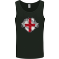 England St Georges Day Flag Gym Ripped Torn Mens Vest Tank Top Black
