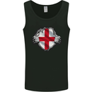 England St Georges Day Flag Gym Ripped Torn Mens Vest Tank Top Black