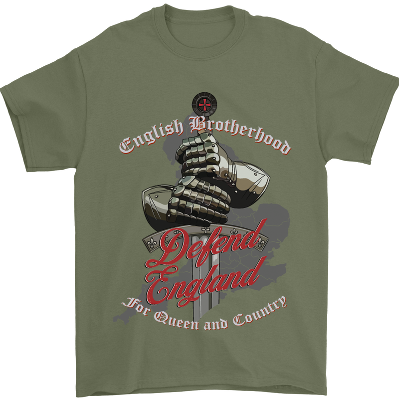 English Brotherhood Mens T-Shirt Cotton Gildan Military Green