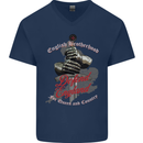 English Brotherhood Mens V-Neck Cotton T-Shirt Navy Blue