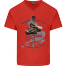 English Brotherhood Mens V-Neck Cotton T-Shirt Red