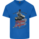 English Brotherhood Mens V-Neck Cotton T-Shirt Royal Blue