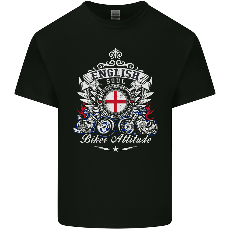 English Soul Biker Attitude Bike Motorcycle Kids T-Shirt Childrens Black