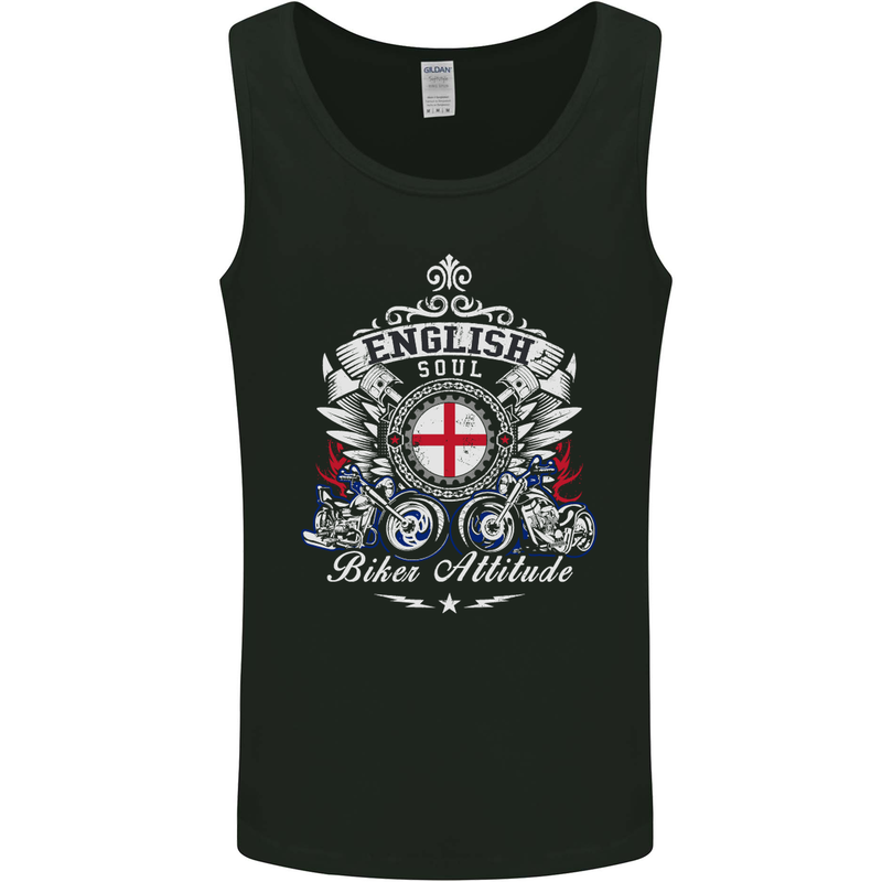 English Soul Biker Attitude Bike Motorcycle Mens Vest Tank Top Black