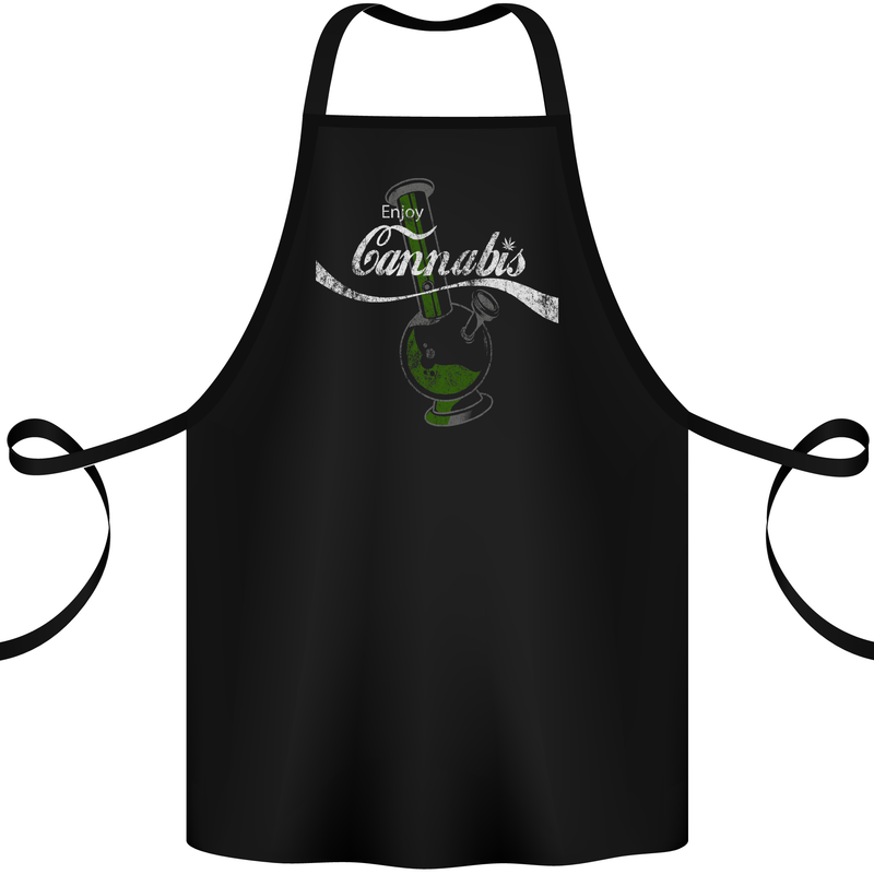 Enjoy Cannabis Funny Bong Weed Drugs Spliff Cotton Apron 100% Organic Black