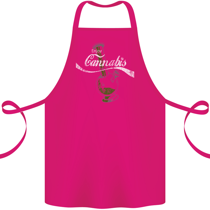Enjoy Cannabis Funny Bong Weed Drugs Spliff Cotton Apron 100% Organic Pink