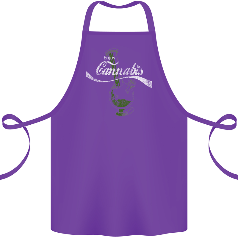 Enjoy Cannabis Funny Bong Weed Drugs Spliff Cotton Apron 100% Organic Purple