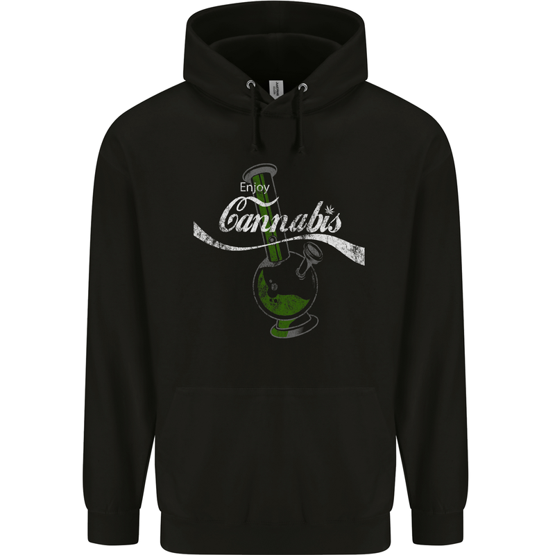 Enjoy Cannabis Funny Bong Weed Drugs Spliff Mens 80% Cotton Hoodie Black