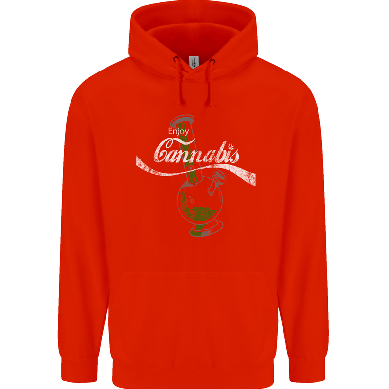 Enjoy Cannabis Funny Bong Weed Drugs Spliff Mens 80% Cotton Hoodie Bright Red