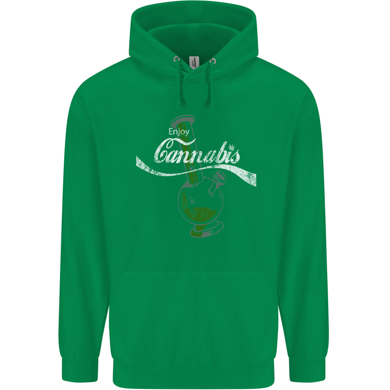 Enjoy Cannabis Funny Bong Weed Drugs Spliff Mens 80% Cotton Hoodie Irish Green