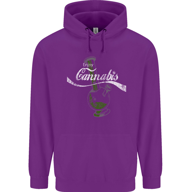 Enjoy Cannabis Funny Bong Weed Drugs Spliff Mens 80% Cotton Hoodie Purple