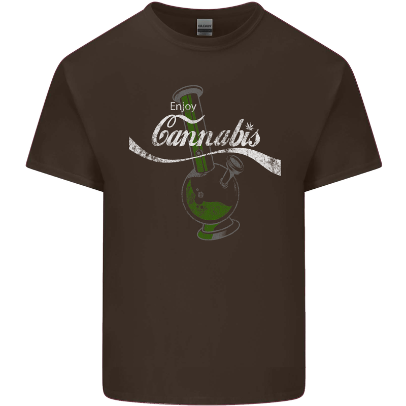 Enjoy Cannabis Funny Bong Weed Drugs Spliff Mens Cotton T-Shirt Tee Top Dark Chocolate